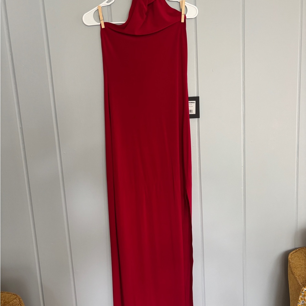 Norma Kamali Vibrant Red Halter Gown